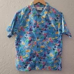 Sand Dollar Butterfly Print Surf Shirt Size Small